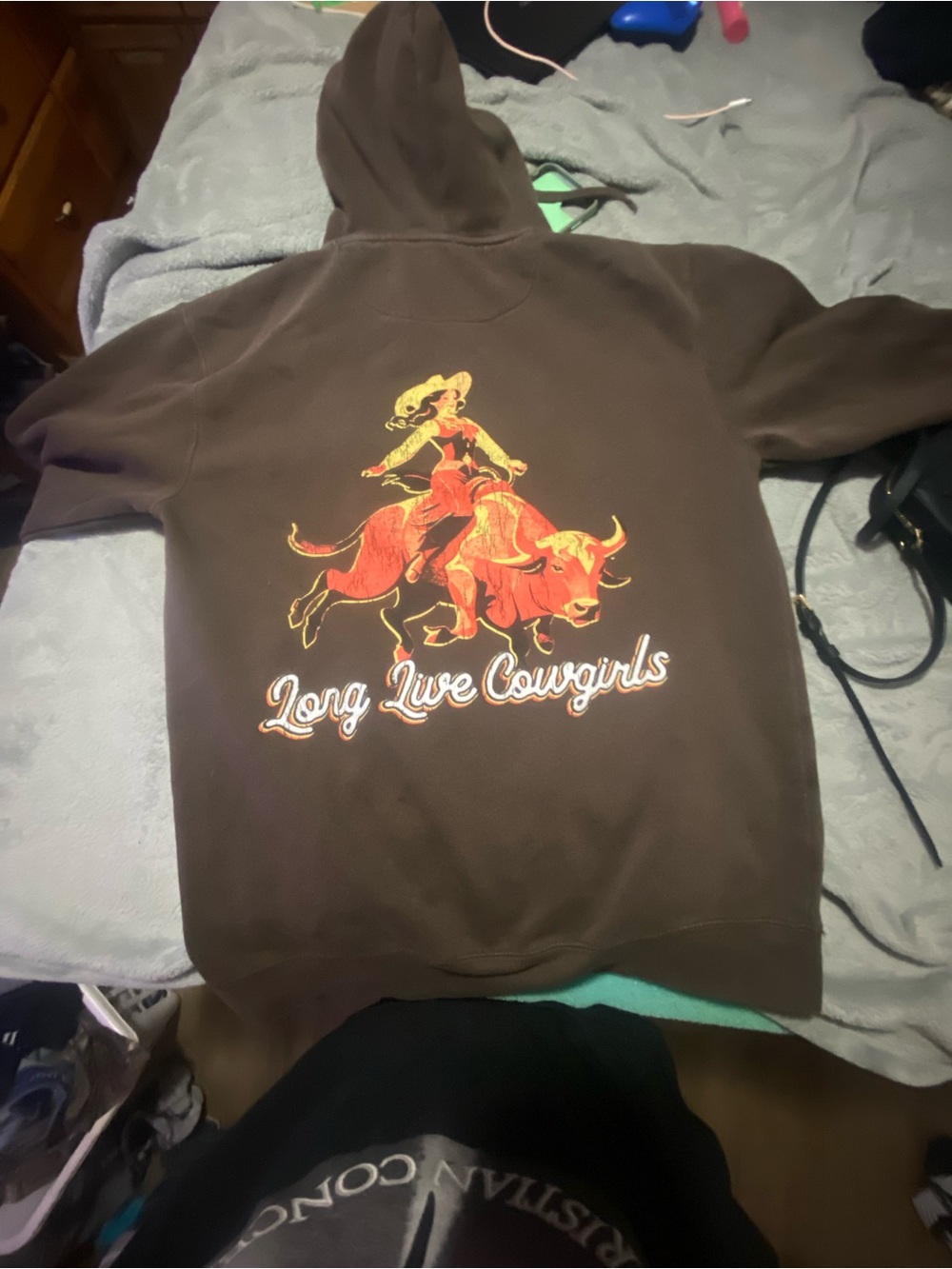 Long Live Cowgirls Graphic Hoodie - Brown